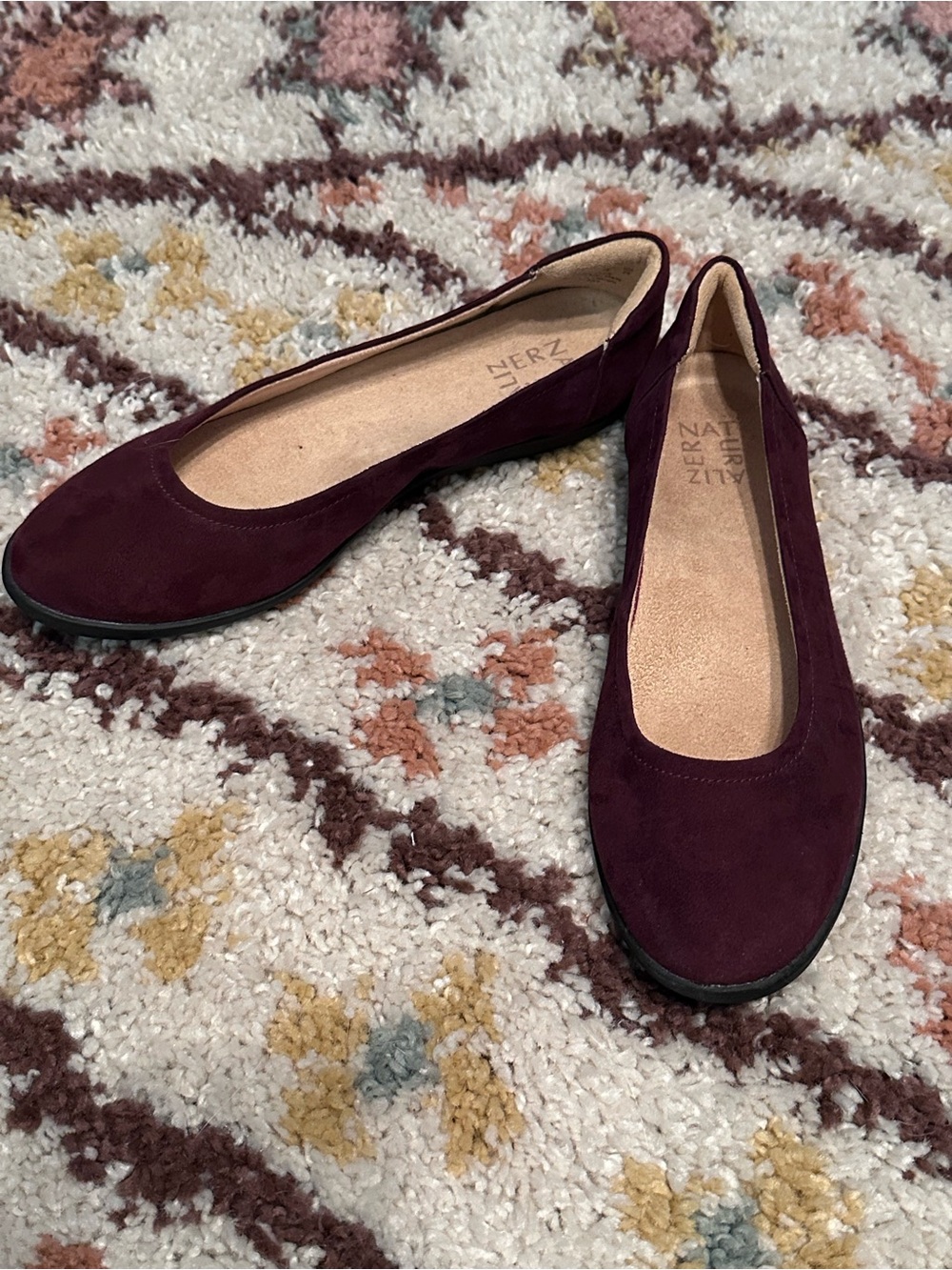 Naturalizer Burgundy Suede Ballet Flats - Picture 3 of 7